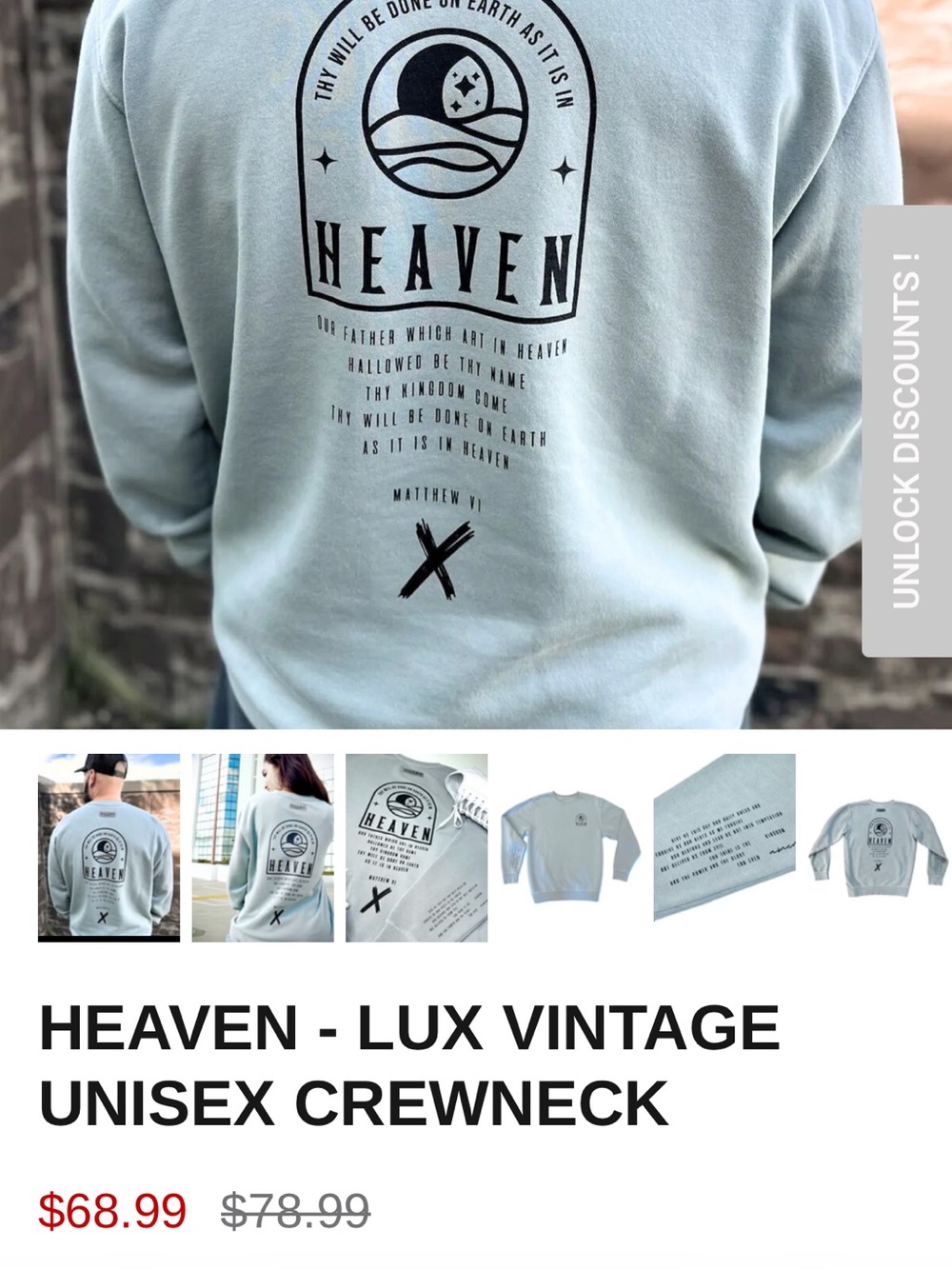 Vintage HEAVEN Crewneck Sweater - Light Sage